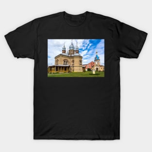 Orthodox Church against bright blue sky T-Shirt